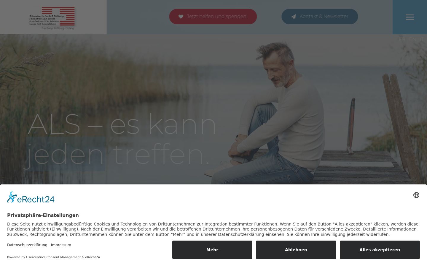 Screenshot des Einwilligungsbanners vor jeglicher Interaktion