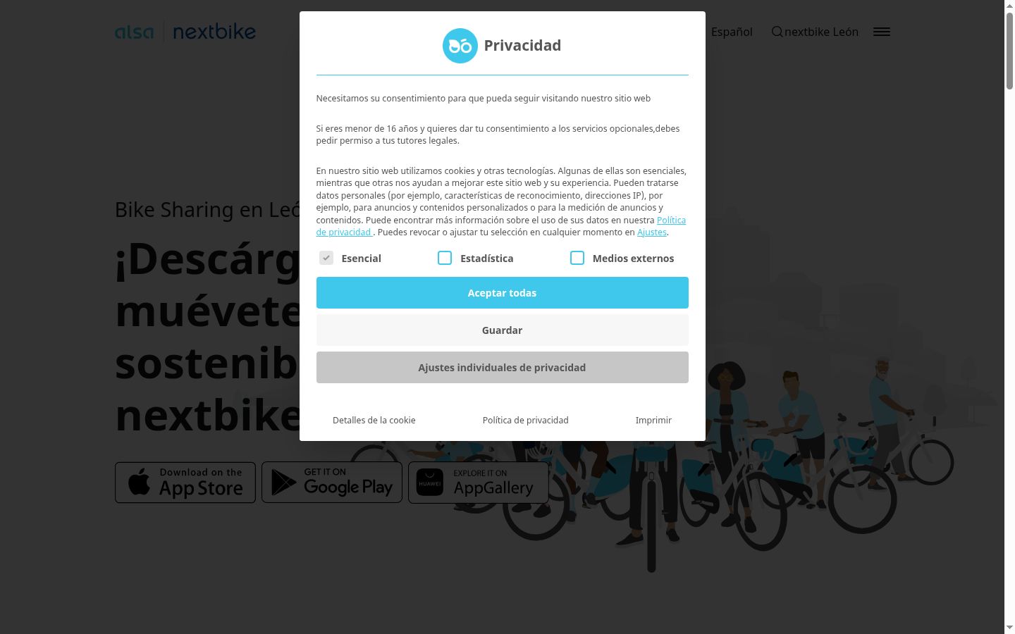 Sutikimo reklamjuostės, rodytos prieš bet kokią sąveiką, ekrano kopija