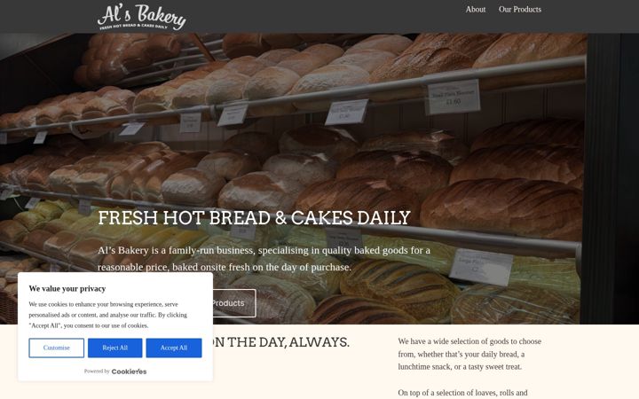 Screenshot of alsbakery.co.uk