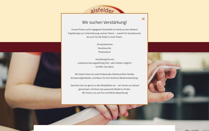 Screenshot of alsfelder-ergotherapiepraxis.de