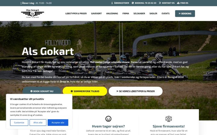 Snimka zaslona za alsgokart.dk