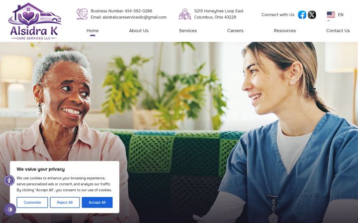 Skjermbilde av alsidrakcareservices.com