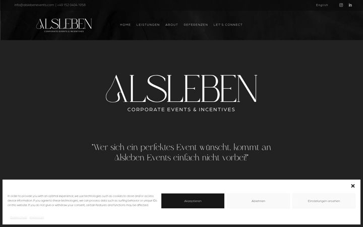 Skärmbild av alslebenevents.com
