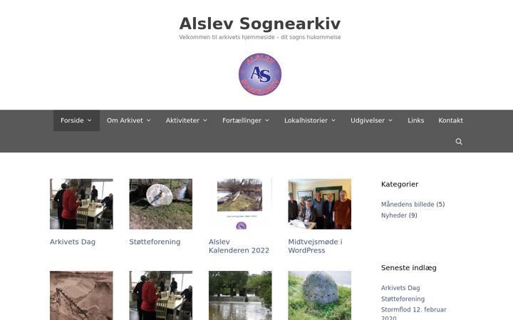 Skärmbild av alslevsognearkiv.dk