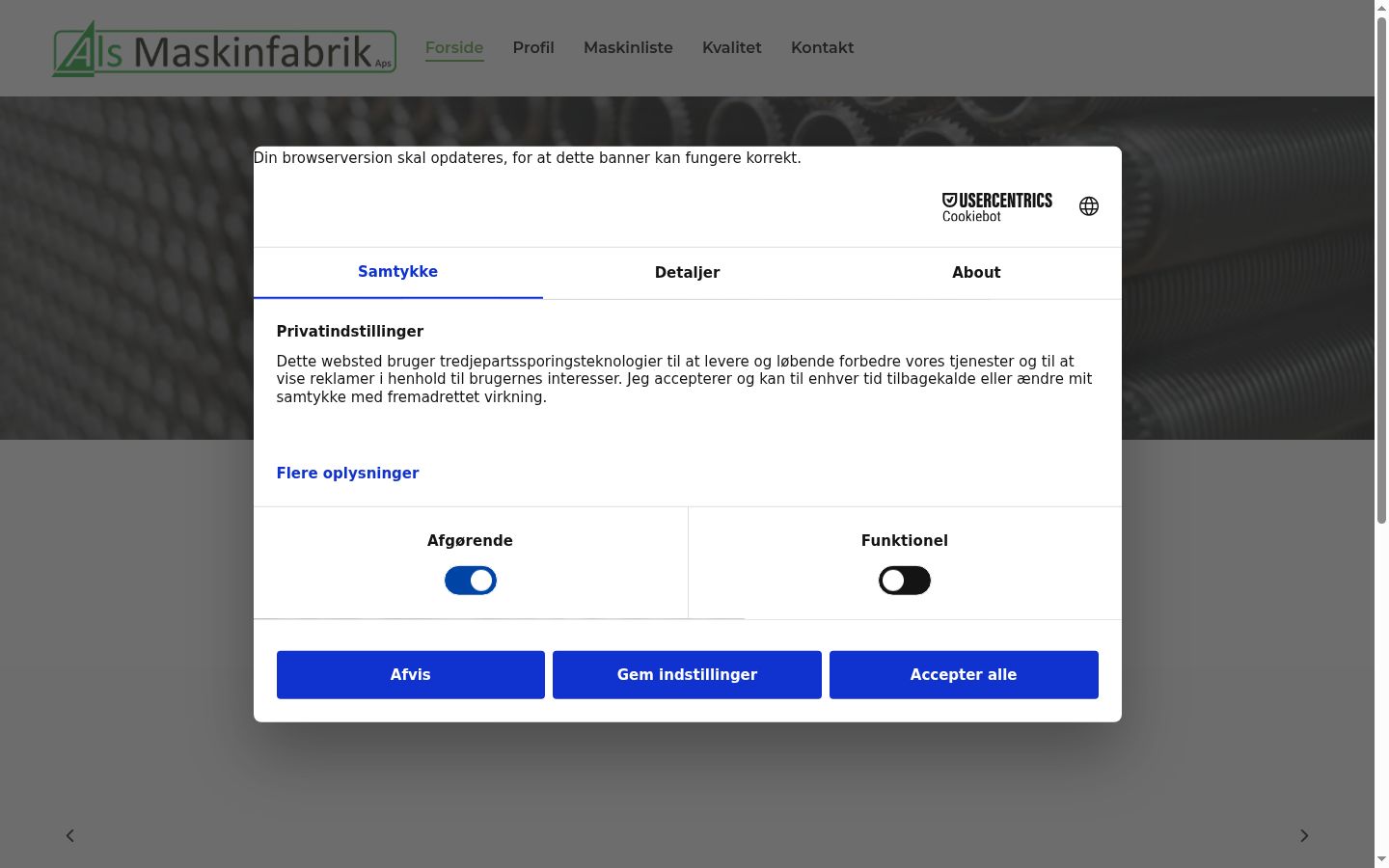 Screenshot of the consent banner shown before any interaction