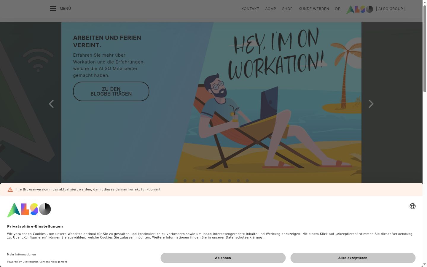 Screenshot of the consent banner shown before any interaction