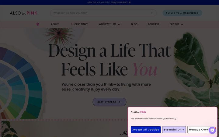 Snímek obrazovky alsoinpink.com