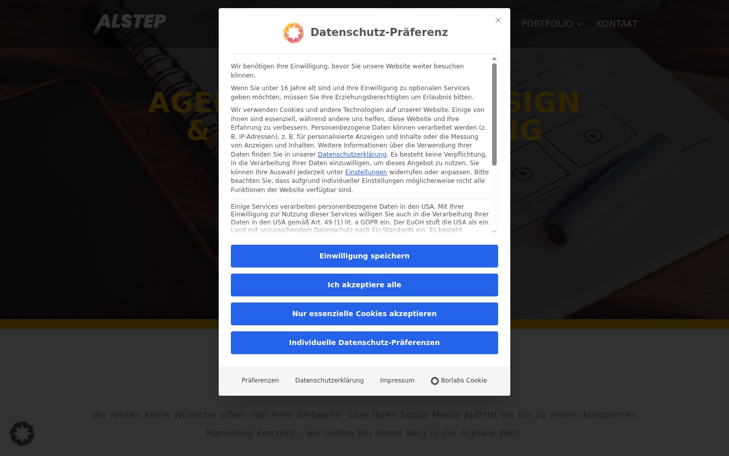 Screenshot van de toestemmingsbanner zoals getoond vóór enige interactie