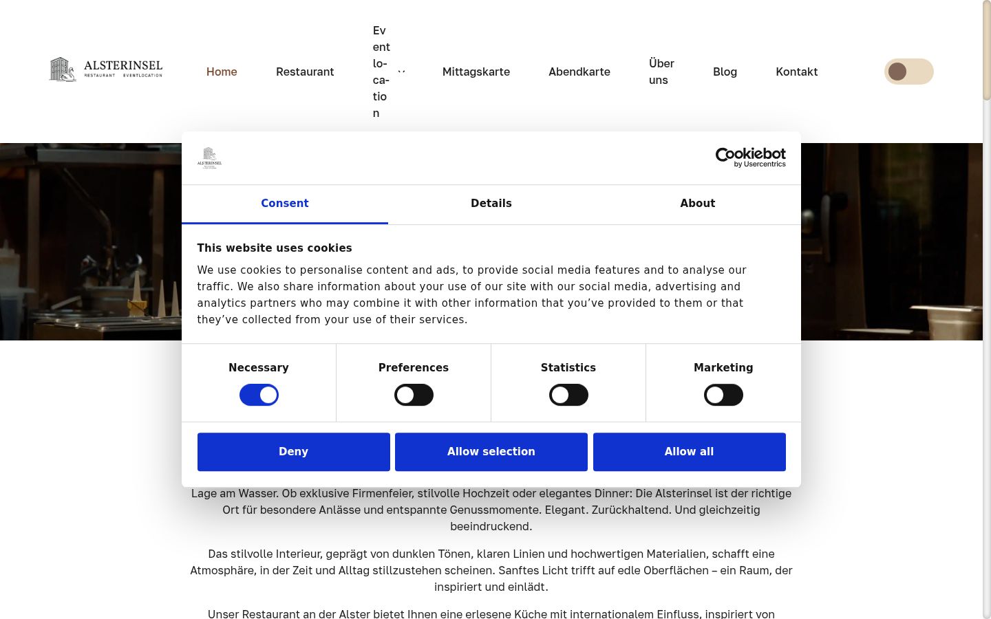 Screenshot van de toestemmingsbanner zoals getoond vóór enige interactie