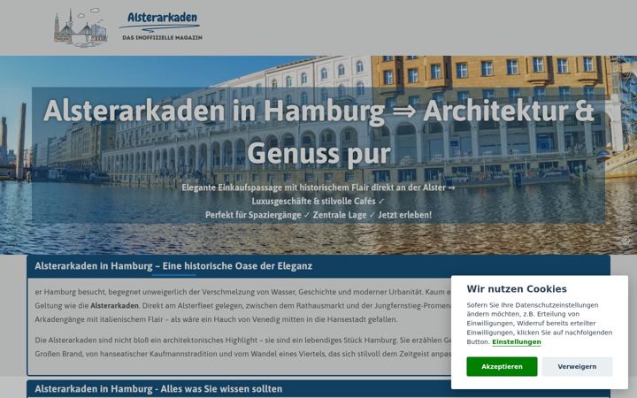 Screenshot di alsterarkaden-hamburg.de