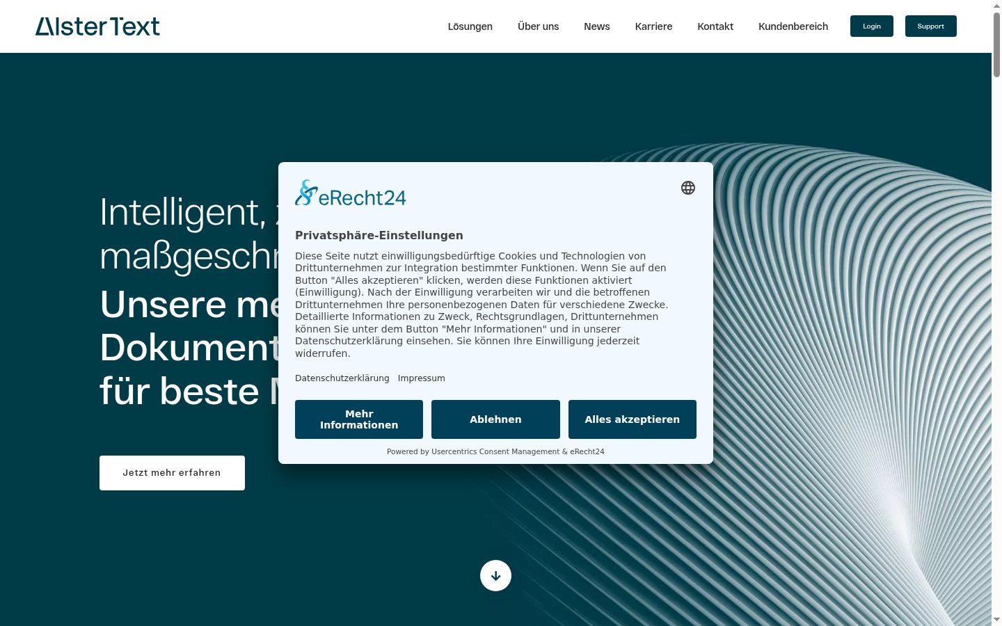 Screenshot of the consent banner shown before any interaction