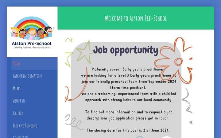 Screenshot stránky alstonpreschool.co.uk