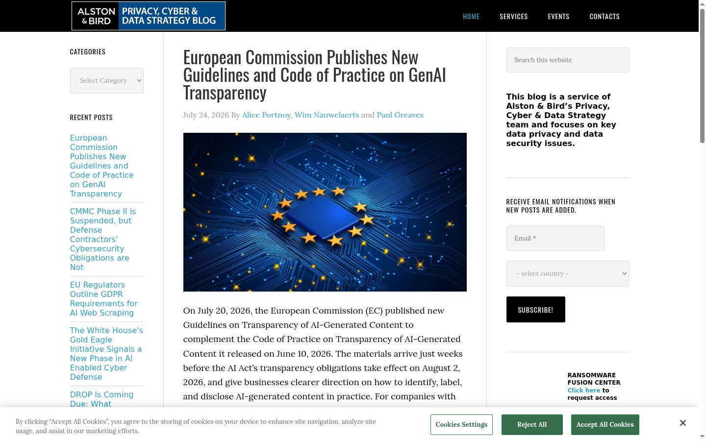 Screenshot tal-banner tal-kunsens muri qabel kwalunkwe interazzjoni