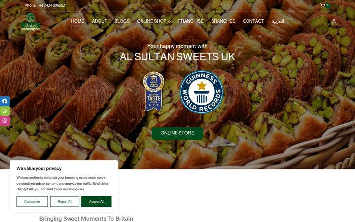 Screenshot of alsultansweets.co.uk