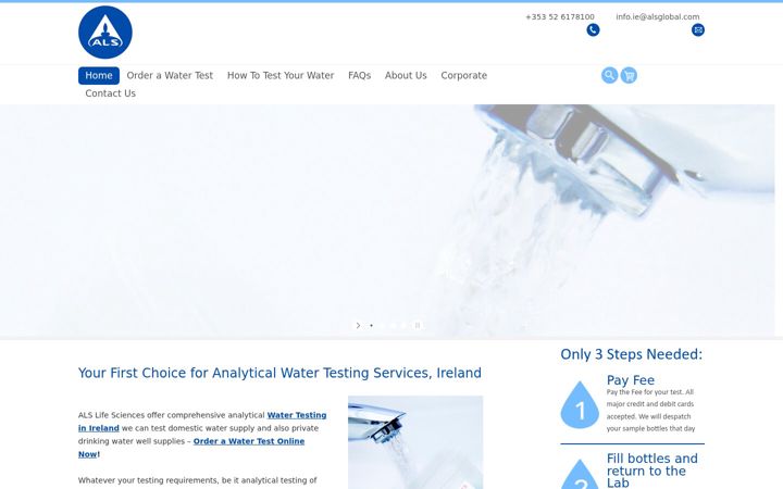 Snímek obrazovky alswatertesting.ie