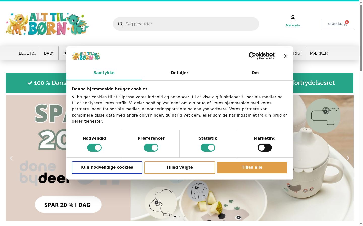 Screenshot of the consent banner shown before any interaction