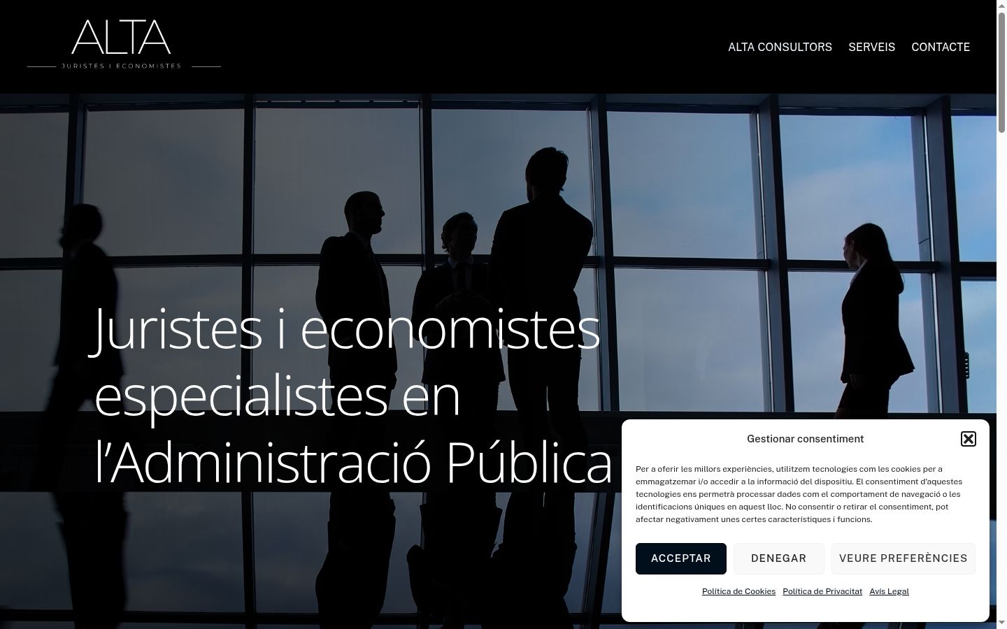 Captura de pantalla del banner de consentimiento mostrado antes de cualquier interacción