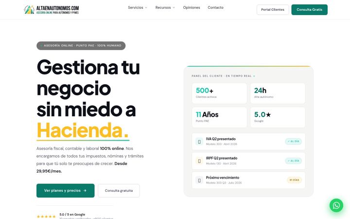 Screenshot di altaenautonomos.com