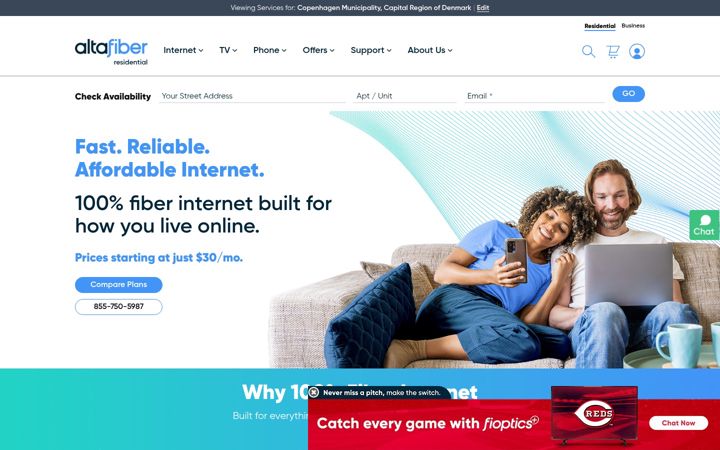 Screenshot of altafiber.com