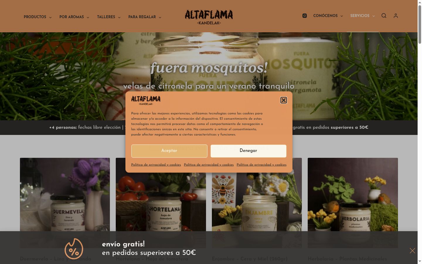 Screenshot del banner di consenso mostrato prima di qualsiasi interazione