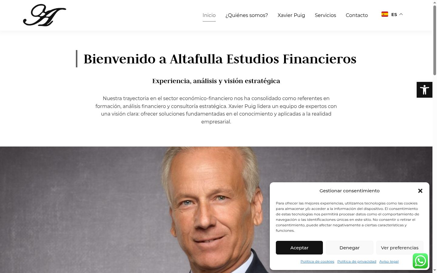 Screenshot del banner di consenso mostrato prima di qualsiasi interazione