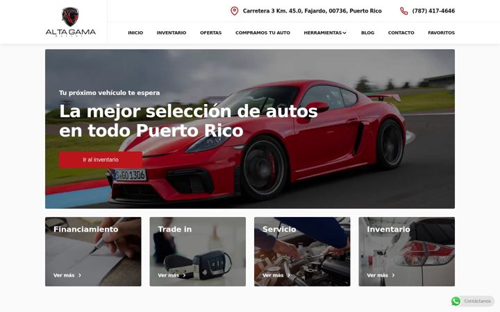 Screenshot stránky altagamafajardopr.com
