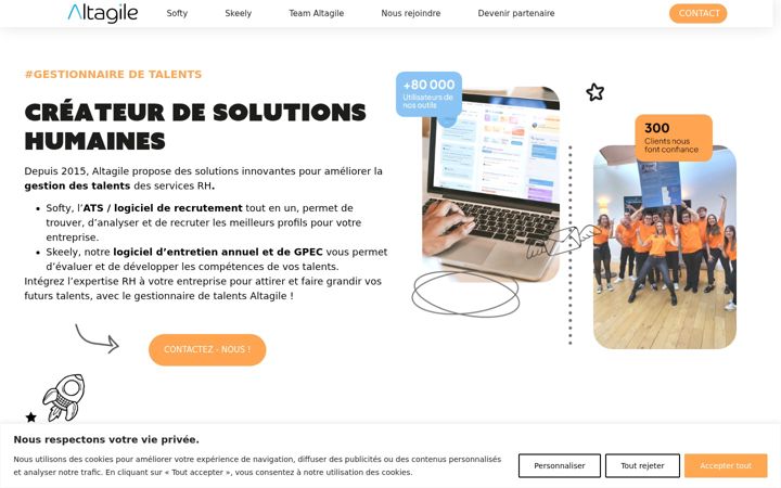 Screenshot stránky altagile.fr