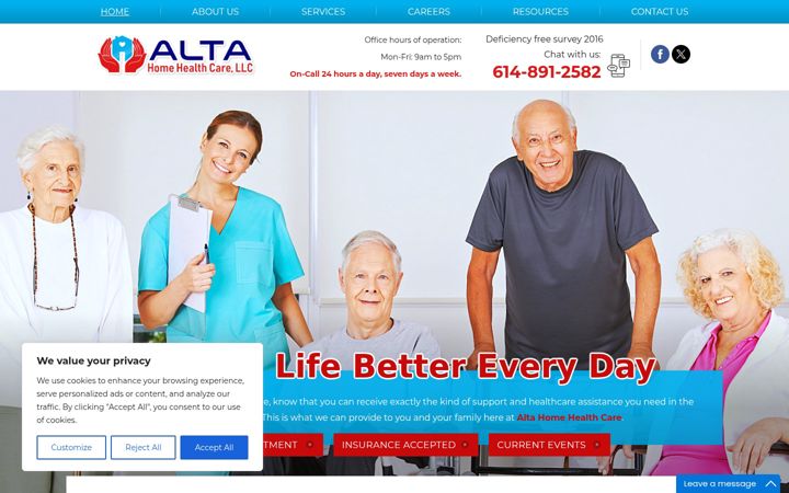 Screenshot of altahomehealth.com