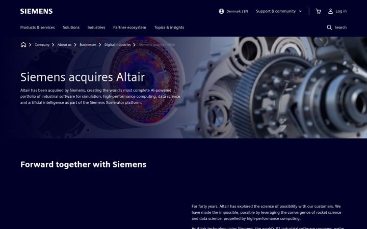 Screenshot stránky altair.com