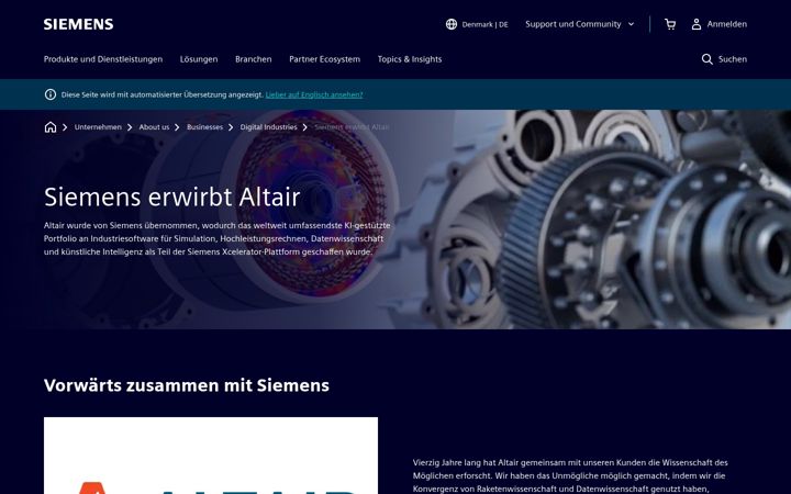 Screenshot of altair.de