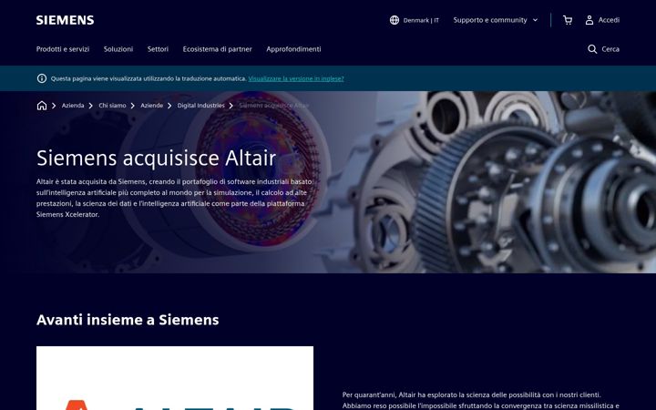 Screenshot of altairengineering.it