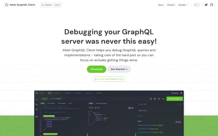 Screenshot of altairgraphql.dev