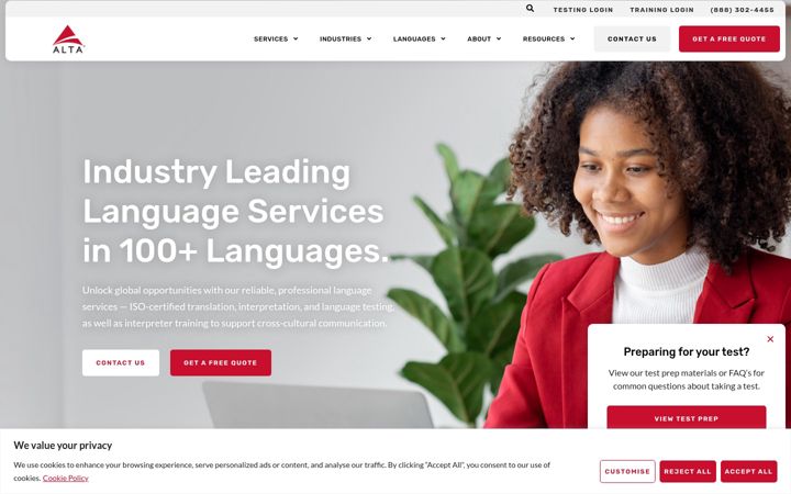 Screenshot of altalang.com
