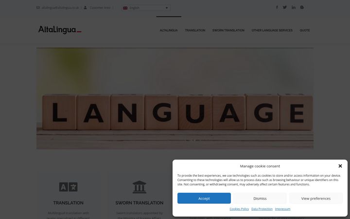 Screenshot of altalingua.co.uk