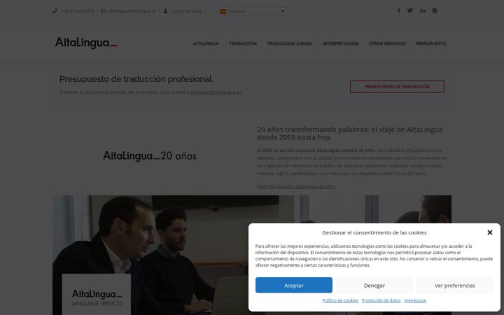 Skjámynd af altalingua.es