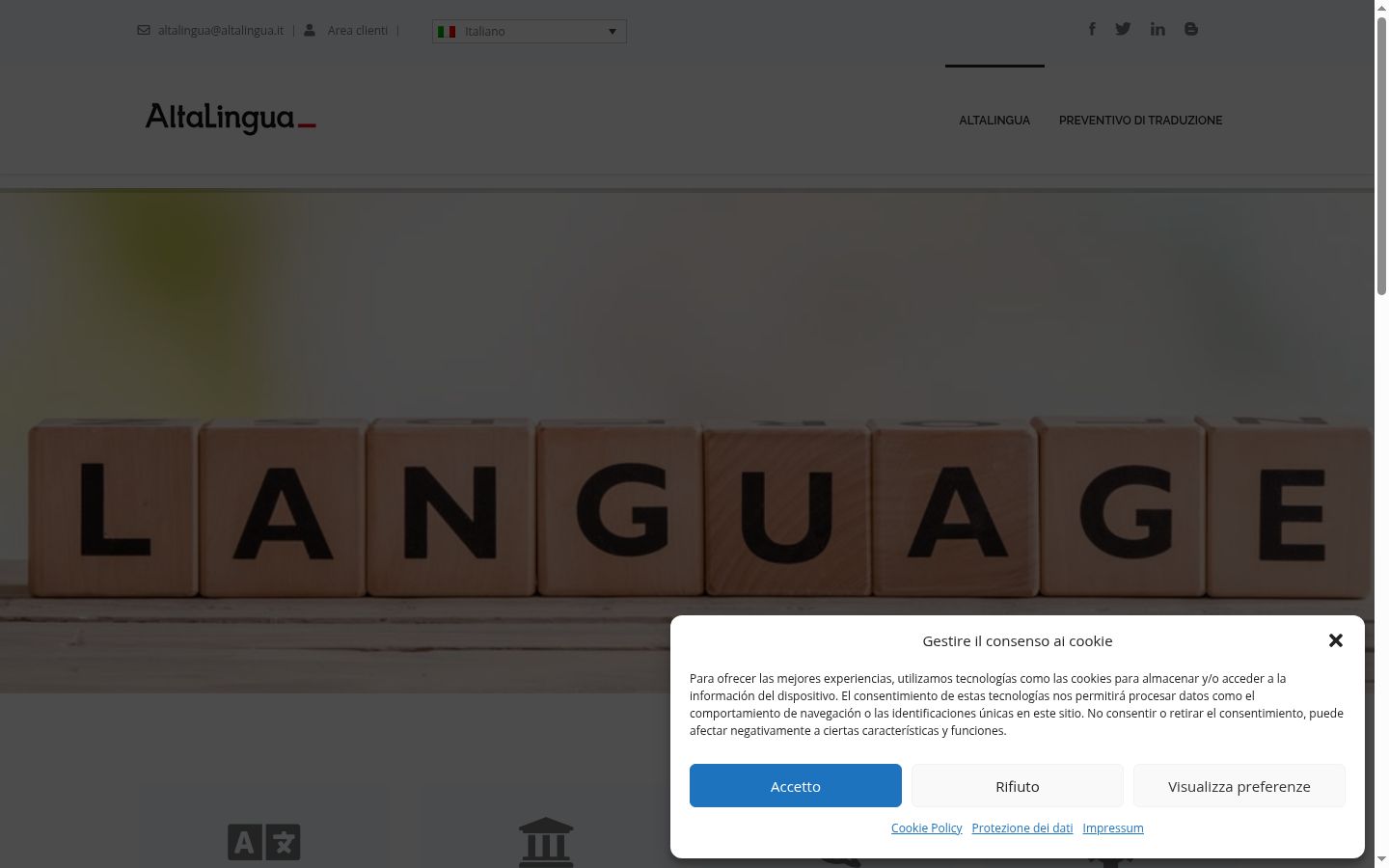 Captura de ecrã do banner de consentimento apresentado antes de qualquer interação