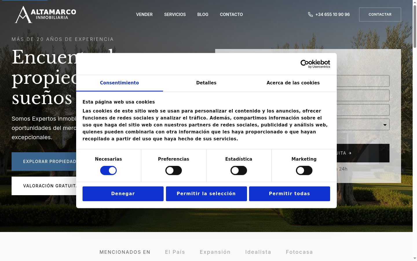 Snímek obrazovky baneru souhlasu zobrazeného před jakoukoli interakcí