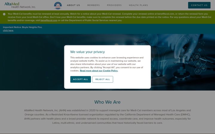Screenshot of altamedhn.com