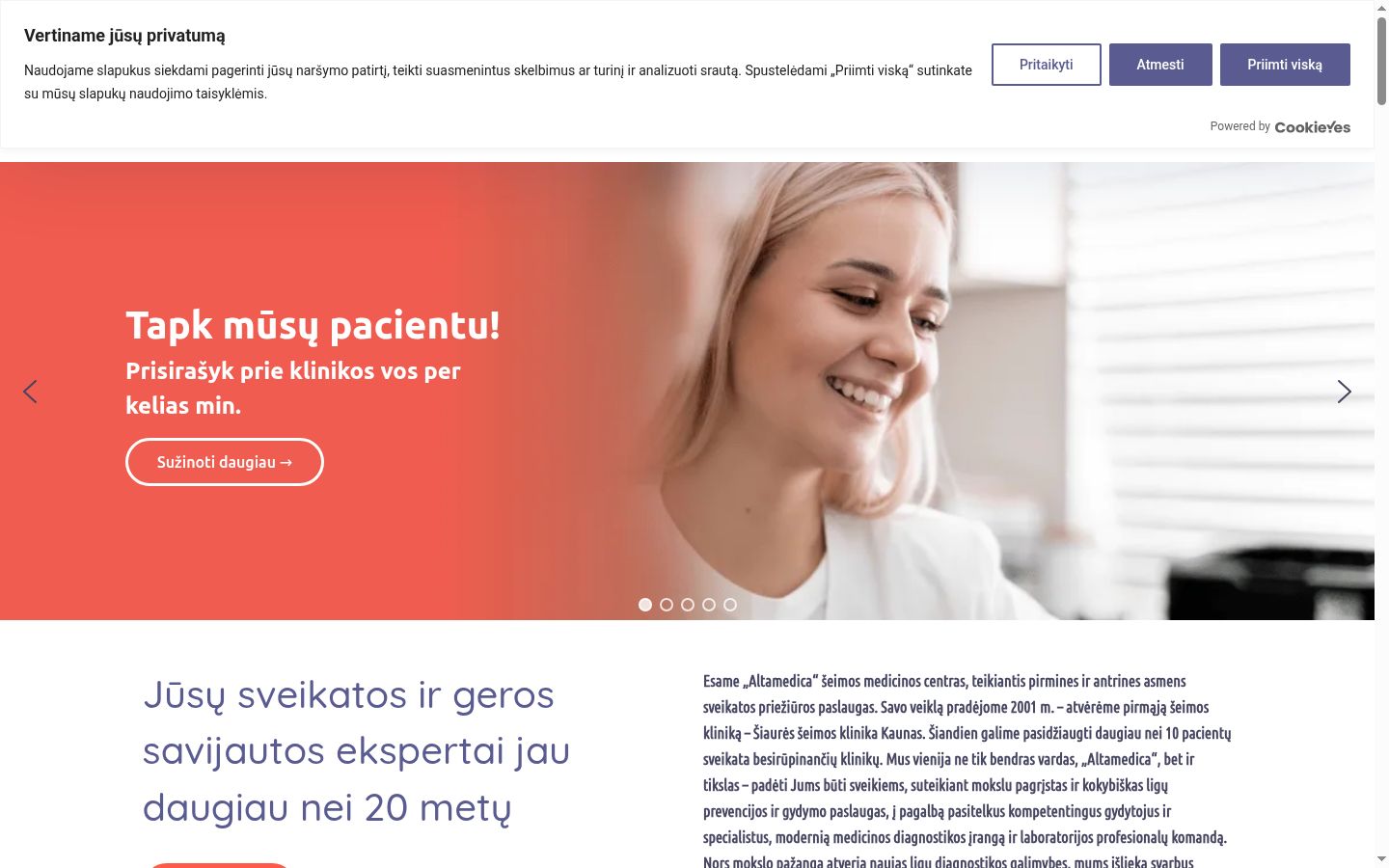 Snímek obrazovky baneru souhlasu zobrazeného před jakoukoli interakcí