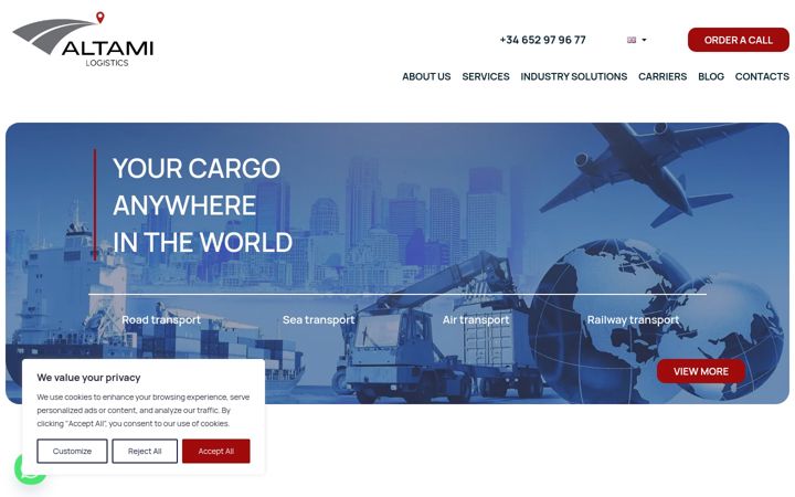 Screenshot ta' altamilogistics.com