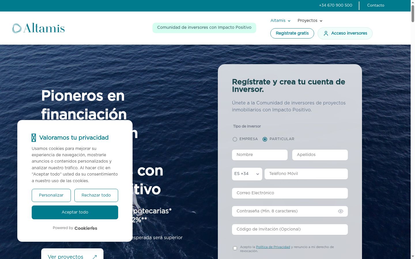 Screenshot of the consent banner shown before any interaction