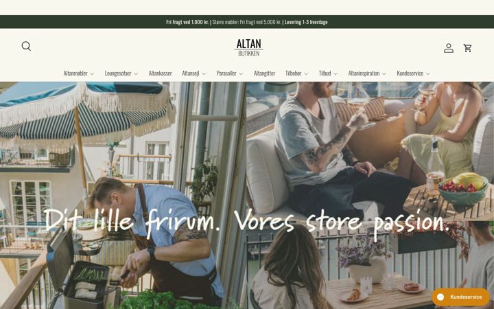 Screenshot of altanbutikken.dk