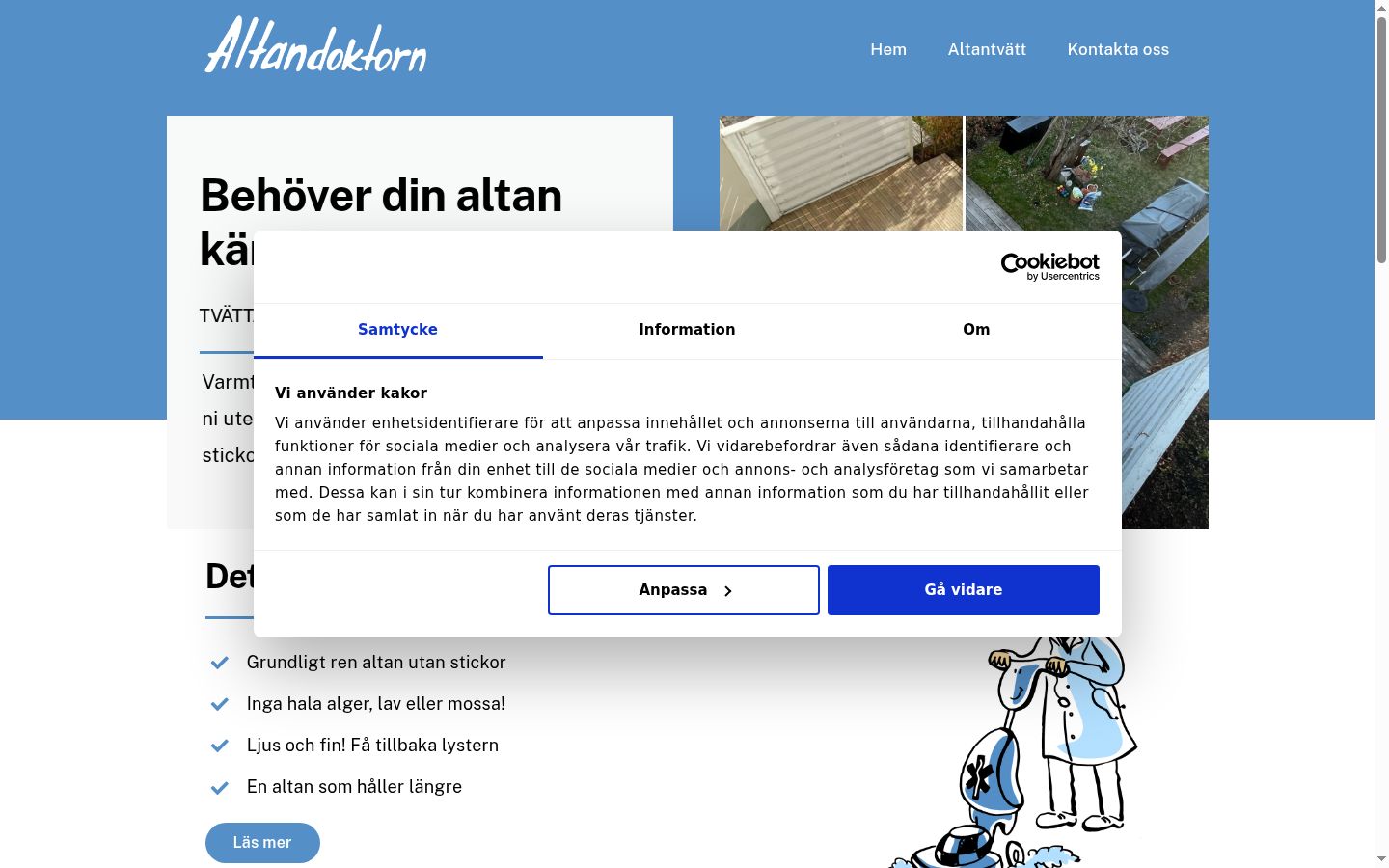 Skærmbillede af samtykkebanneret, som det blev vist før nogen interaktion