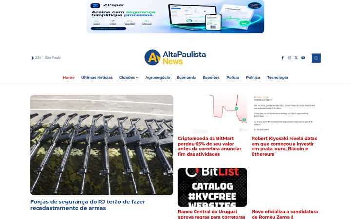 Screenshot of altapaulistanews.com.br