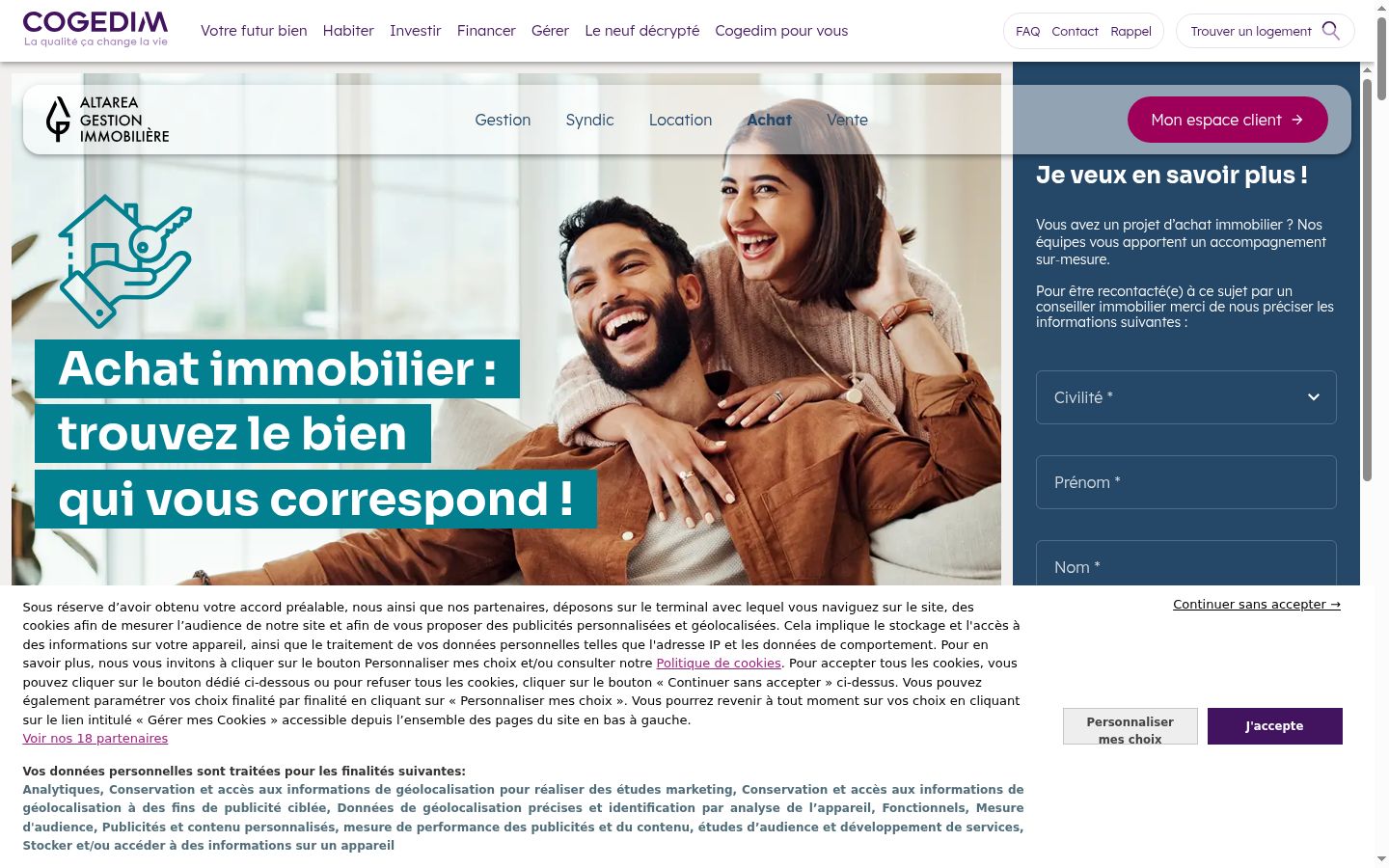 Skærmbillede af samtykkebanneret, som det blev vist før nogen interaktion