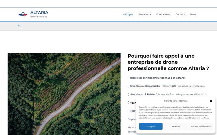 Snimka zaslona za altariadrone.fr
