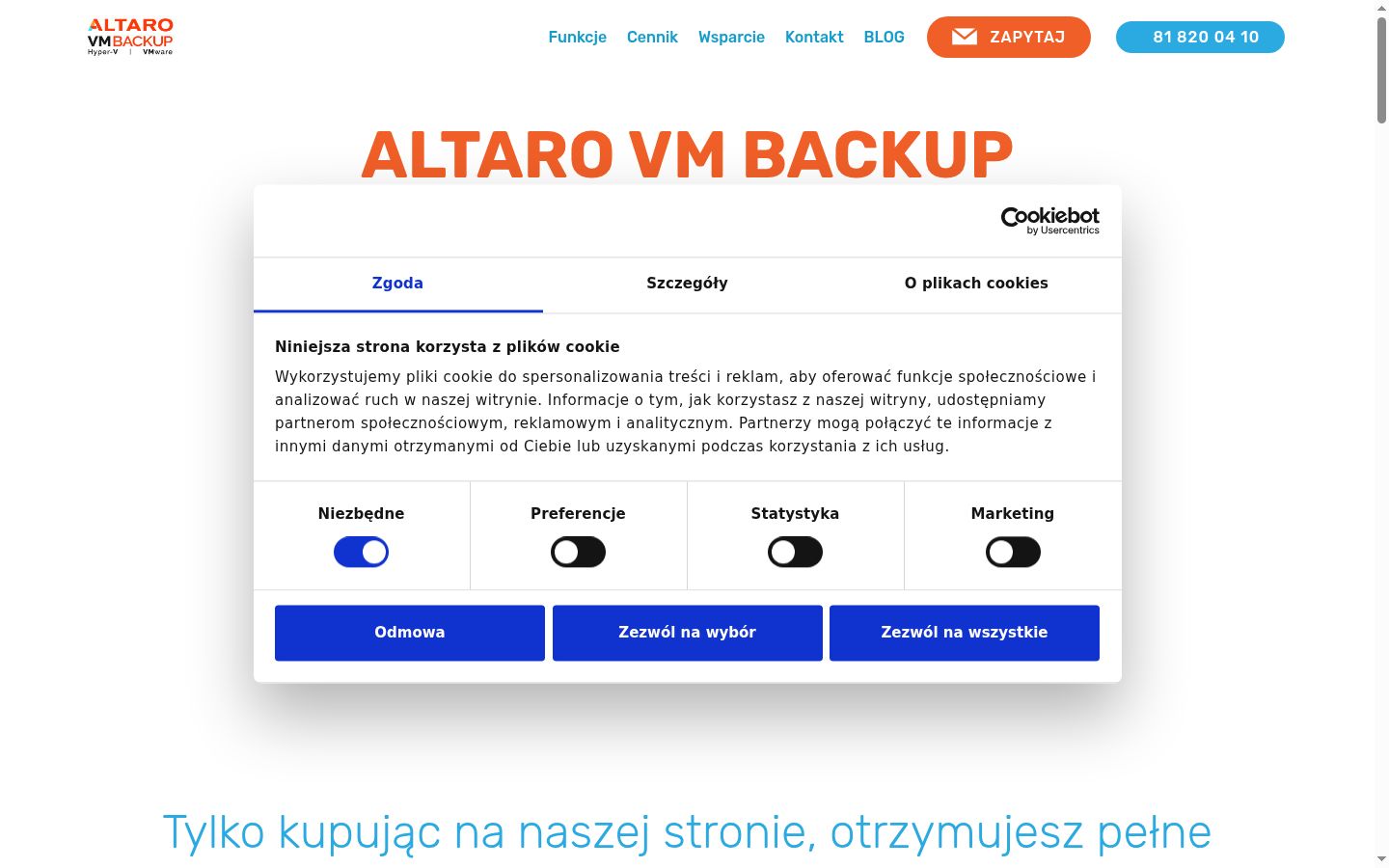 Screenshot tal-banner tal-kunsens muri qabel kwalunkwe interazzjoni