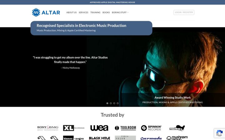 Posnetek zaslona altarstudios.uk