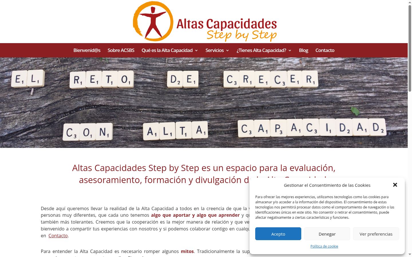 Captura de pantalla del banner de consentimiento mostrado antes de cualquier interacción