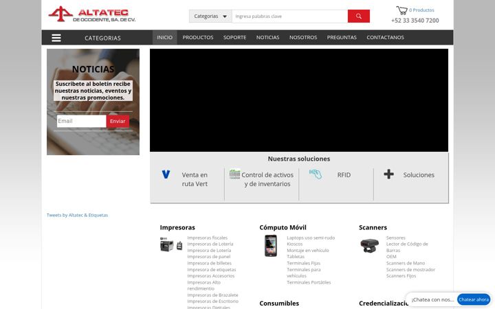 Екранна снимка на altatec.com.mx